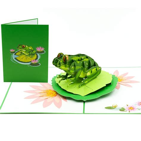 Green Frog Pop Up Card Blank Frog Card Frog Easter Card Etsy