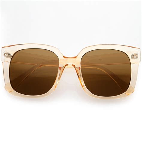 posh oversize neutral colored lens square horn rimmed sunglasses d104 zerouv