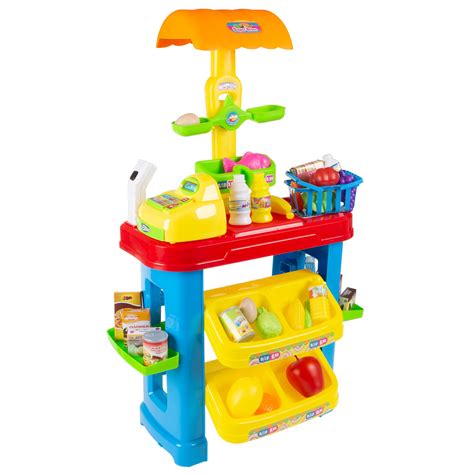Kids Grocery Store Selling Stand Supermarket Playset By Hey Play