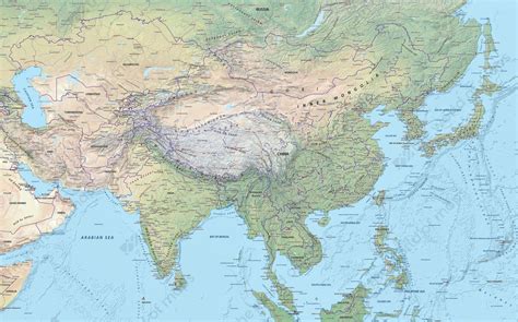 Digital Map Central Asia Physical 643 The World Of
