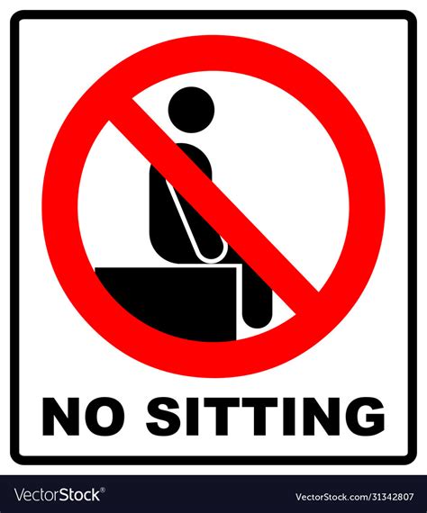 No Sitting Do Not Sit On Surface Prohibition Vector Image