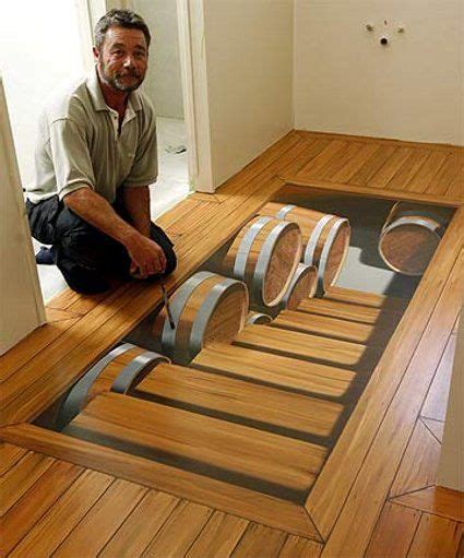 Floor Mural That Gives The Illusion The Floor Is A A Stairway Leading