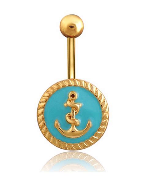 Anchor Belly Button Rings Navel Piercing Jewelry In 14g Gold Mybodiart