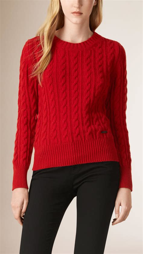 Lyst Burberry Cable Knit Wool Cashmere Sweater Parade
