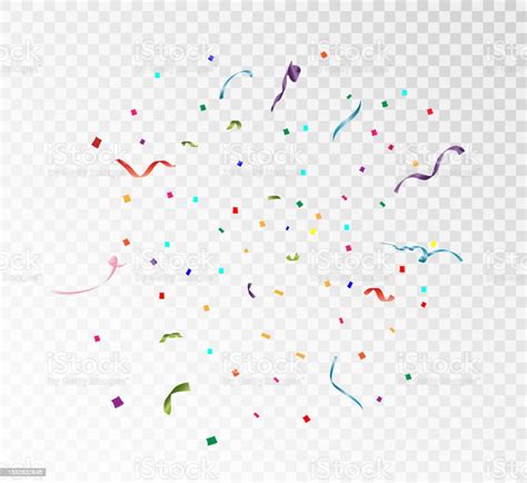 Festive Vector Illustration With Falling Confetti Isolated On White