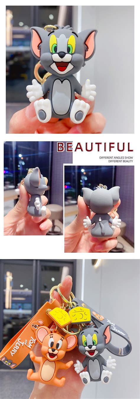 Pvc Key Ring Silicone Tom And Jerry Key Chain Custom 3d Cartoon Anime