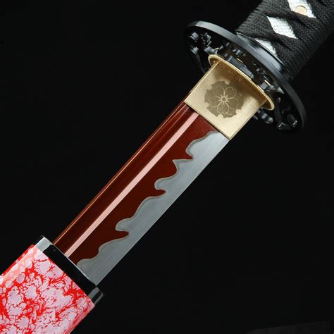 Red Katana Handmade Japanese Katana Sword Manganese Steel With Red