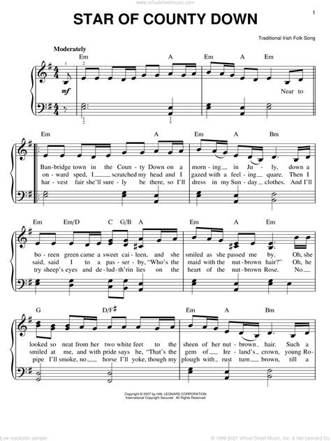 Star Of County Down Sheet Music For Piano Solo Pdf Interactive
