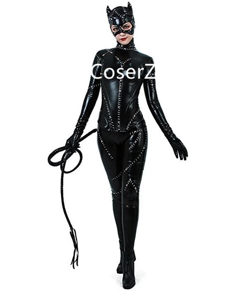 Catwoman Costume Black Catsuit Costume With Mask Halloween Cosplay
