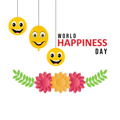 World Happiness Day Vector Design With Hanging Emojis World Happiness