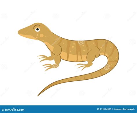 Cartoon Monitor Lizard In Flat Style For Abc Book Vector Illustration