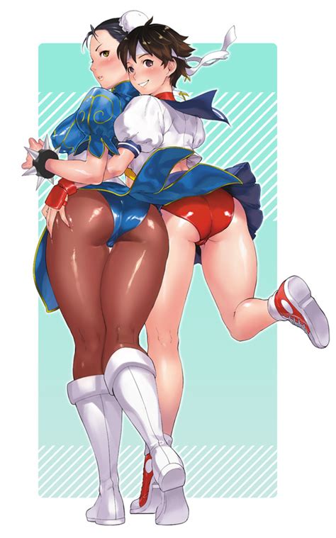 Nanboku Chun Li Kasugano Sakura Capcom Street Fighter Hand On Ass