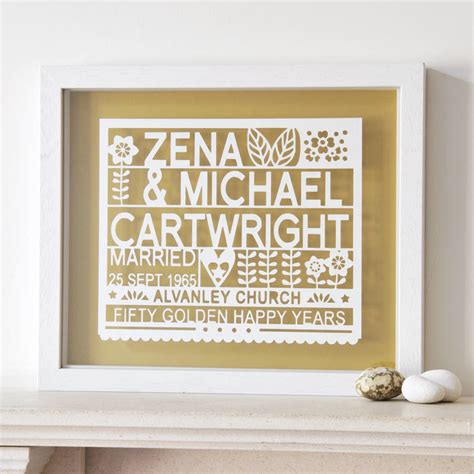 This awesome list will give you a lot of fun gift 6 50th wedding anniversary gifts for parents. personalised 50th golden wedding anniversary gift by ant ...