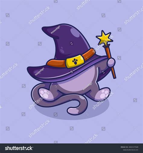Cute Cat Wizard Cartoon Design Stock Vector Royalty Free 2041577549