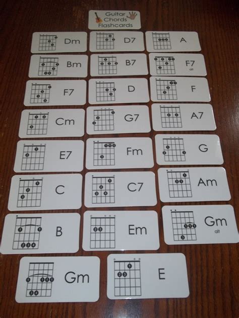 23 Guitar Chords Flash Cards Preschool Thru Second Grade