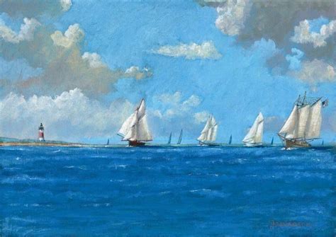 Ships Off The New England Coast By Marine Artist Andrew Stewart