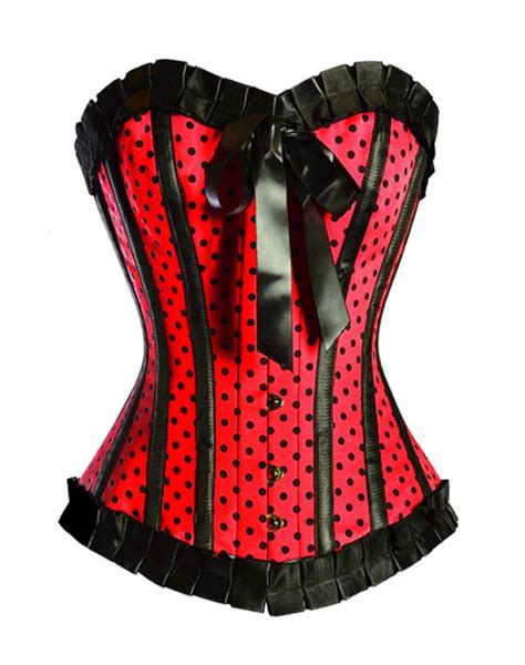 Red Black Polka Dot Corset Satin Corsets CORSETS BUSTIERS