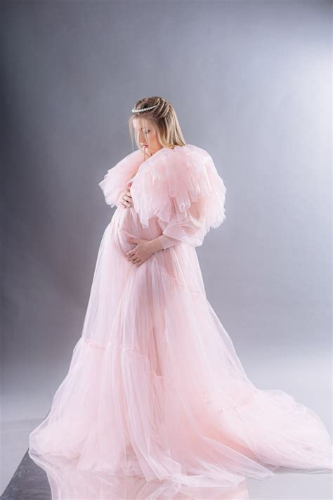 Sheer Maternity Dress For Photoshoot Tulle Maternity Robe Etsy