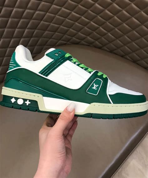 Louis Vuitton Mens Lv Trainer Sneaker Green Alimorluxury