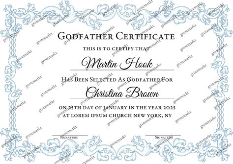 Godfather Certificate Template 100 Editable Godfather Certificate
