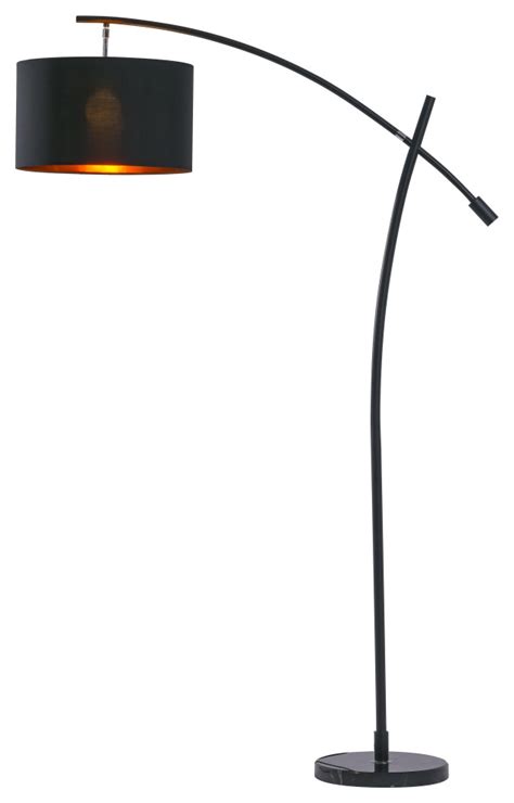 Moderno Black Finish Arched Floor Lamp Transitional Floor Lamps