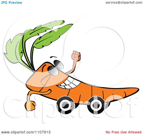 Clipart Happy Carrot On Wheels - Royalty Free Vector Illustration by ...