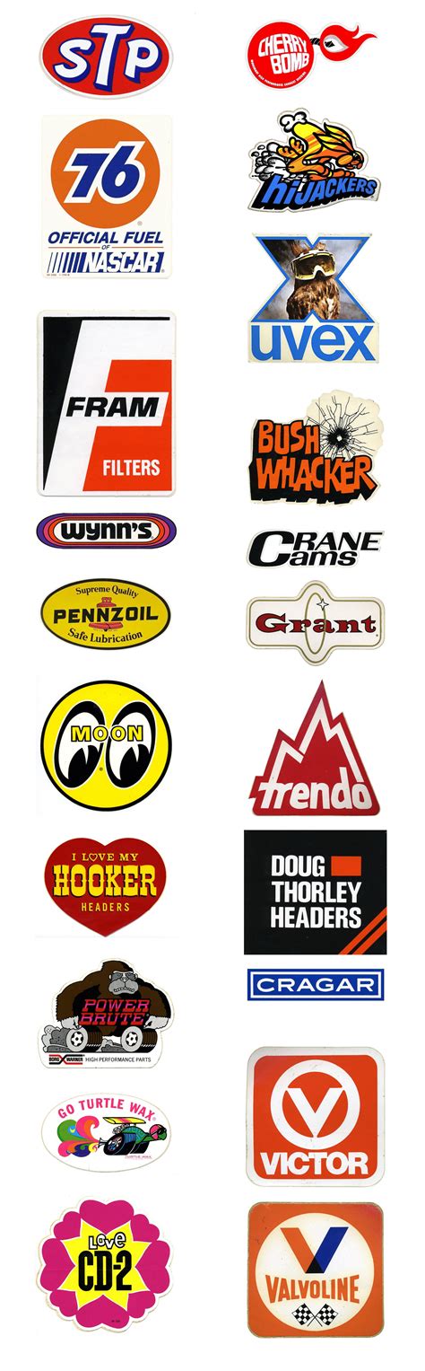 Vintage Car Racing Logos And Car Brand Decals And Stickers From The 1970s Vintage Poster Design