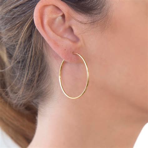 Gold Hoop Earrings Real Gold 14k Earrings Large Hoop Earrings Dangle Hoop Earrings Staple