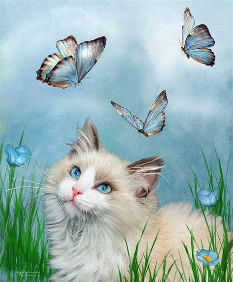 Butterfly Cat Art Cat Painting Cat Artwork