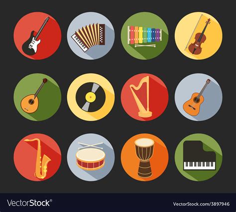 Flat Musical Icons Royalty Free Vector Image Vectorstock