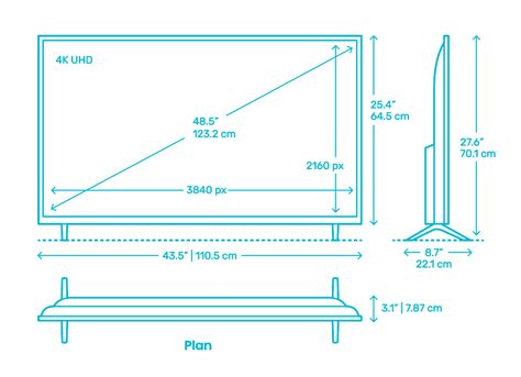 Tcl 4 Series Roku Smart Tv 49” Dimensions And Drawings Dimensionsguide