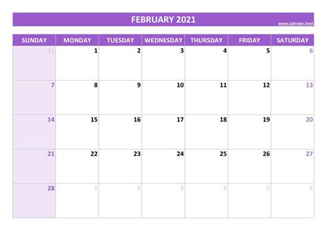 February 2021 Calendar Calendarbest