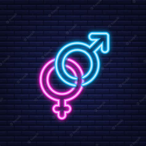 Premium Vector Men And Women Symbol Gender Icon Neon Style Vector