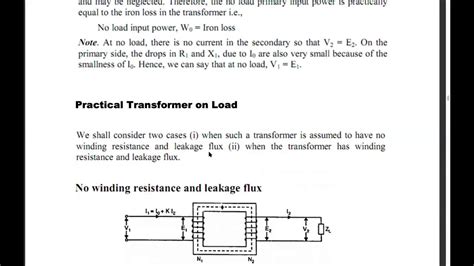 Practical Transformer On Load With Core Losses Youtube