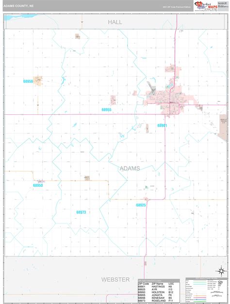 Adams County Ne Wall Map Premium Style By Marketmaps