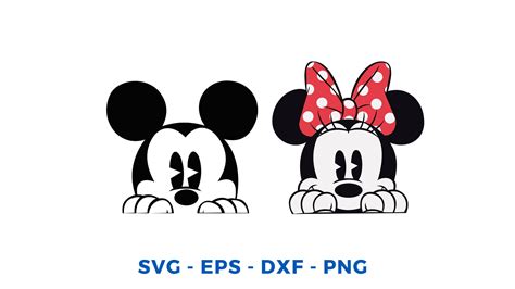 Mickey Minnie Mouse Peeking Bow Dot Layered SVG Vector Etsy