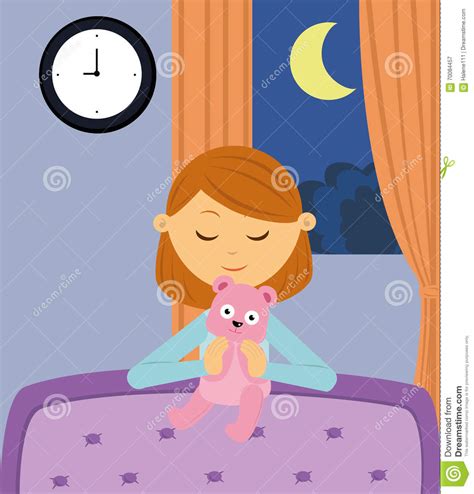 Little Girl Praying Before Bedtime Stock Vector Image