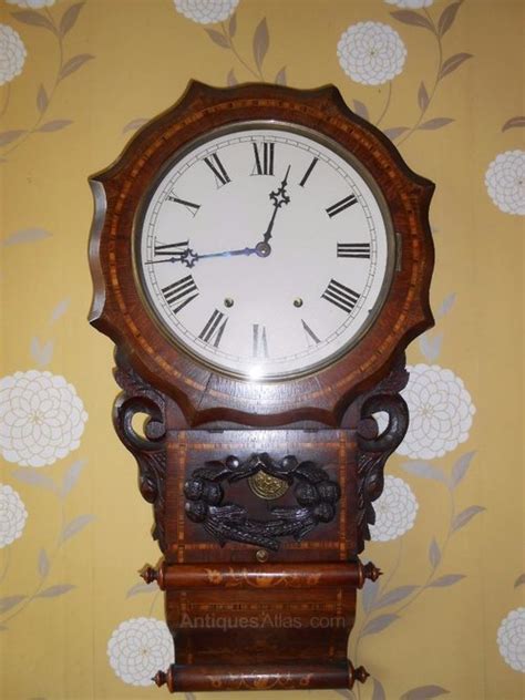 Antiques Atlas American Walnut Drop Dial Inlaid Wall Clock