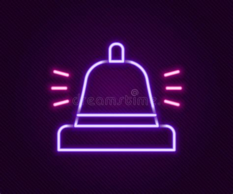 Glowing Neon Line Hotel Service Bell Icon Isolated On Black Background