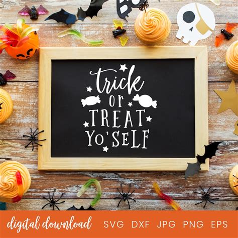 Halloween Sign Decor Svg Cut File Trick Or Treat Yoself Etsy