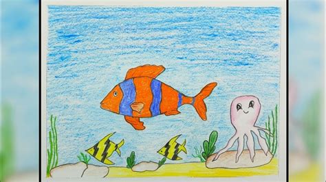 How To Draw Scenery Of Underwater Step By Step For Kidsbeginners Youtube