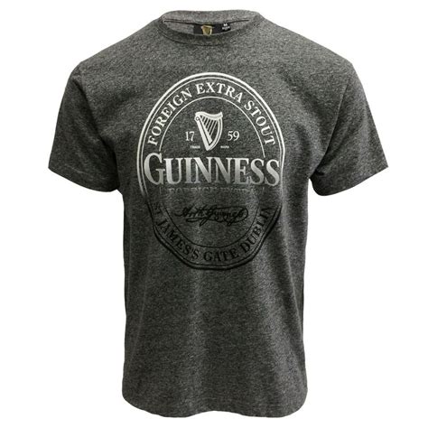 Buy Black Official Guinness Stamp Round Neck T Shirt Grey Colour