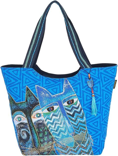 Laurel Burch Blue Cats Scoop Tote Handbag Purse Handbags