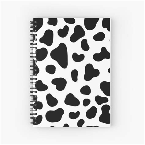 Cute Cow Pattern Black And White Spiral Notebook For Sale By