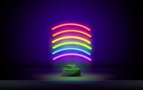 Premium Vector Neon Rainbow Icon Sign Glowing Light Banner Night