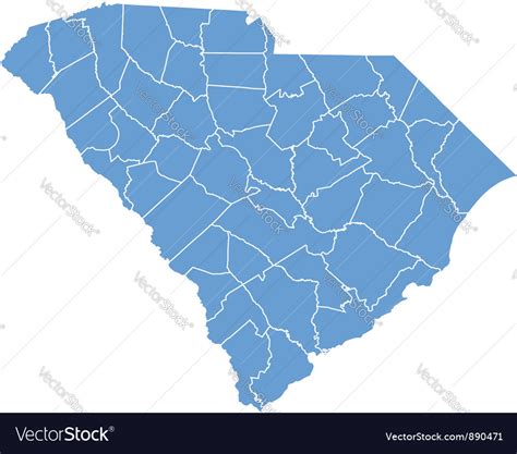 State Map South Carolina Counties Royalty Free Vector Image