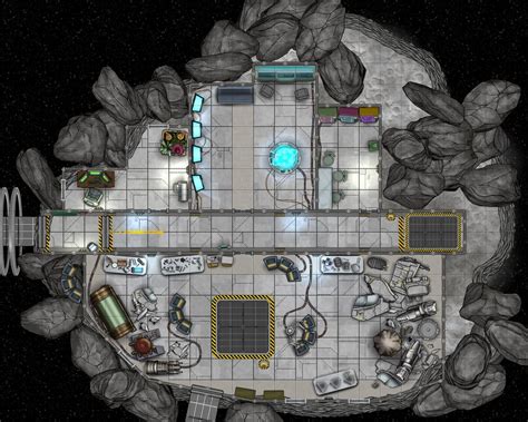 Asteroid Space Station And Mines 2 Phases 25x20 Battlemaps