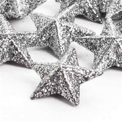 Package Of 200 Dimensional Silver Glitter Stars For Holiday Decor
