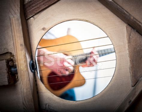 Inside An Acoustic Guitar Sound Hole Stock Photo Royalty Free