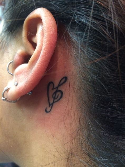 Tattoo behind ear. Love | Tattoo behind ear, Music note tattoo behind ...